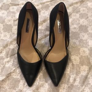 Black stiletto pointy toe heels